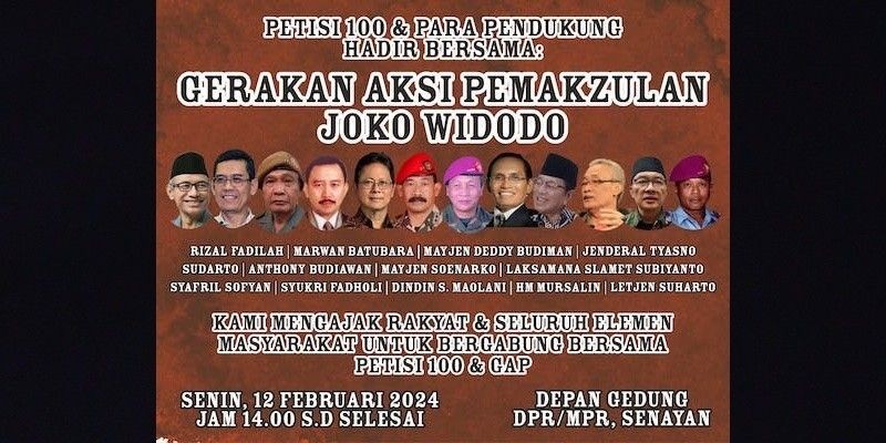 Besok Petisi 100 Turun ke Jalan, Tuntut Pemakzulan Jokowi
